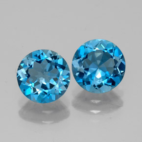 3.22 ct Blue Topaz Gemstone, Topaz Gem in Round Facet Shape for Sale.