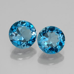 3.22 ct Blue Topaz Stone, Natural Topaz in Round Facet Shape for Sale