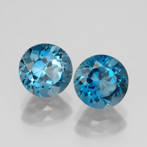 3.91 ct Blue Topaz Stone, Natural Topaz in Round Facet Shape for Sale