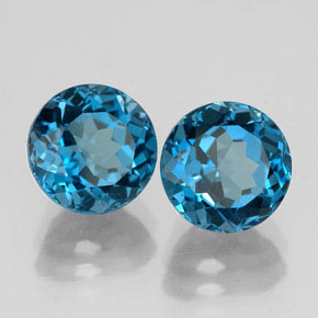 5.66 ct Blue Topaz Stone, Natural Topaz in Round Facet Shape for Sale