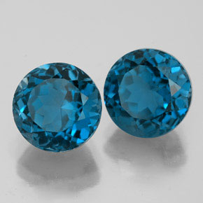 5.74 ct Blue Topaz Stone, Natural Topaz in Round Facet Shape for Sale