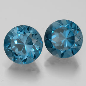 3.85 ct Blue Topaz Stone, Natural Topaz in Round Facet Shape for Sale