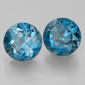 3.86 ct Blue Topaz Stone, Natural Topaz in Round Facet Shape for Sale