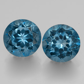 3.76 ct Blue Topaz Gemstone, Topaz Gem in Round Facet Shape for Sale.