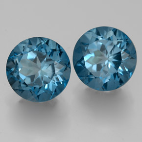 3.76 ct Blue Topaz Stone, Natural Topaz in Round Facet Shape for Sale