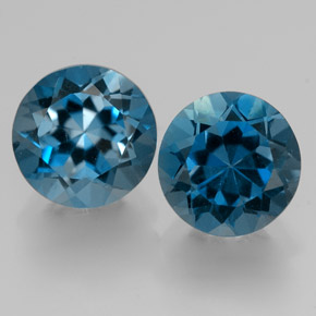 3.58 ct Blue Topaz Gemstone, Topaz Gem in Round Facet Shape for Sale.