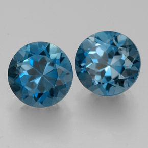 3.58 ct Blue Topaz Stone, Natural Topaz in Round Facet Shape for Sale