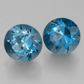 3.68 ct Blue Topaz Stone, Natural Topaz in Round Facet Shape for Sale
