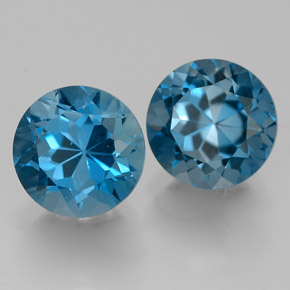 3.93 ct Blue Topaz Stone, Natural Topaz in Round Facet Shape for Sale