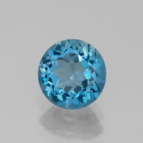 1.63 ct Blue Topaz Stone, Natural Topaz in Round Facet Shape for Sale
