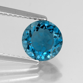 1.55 ct Blue Topaz Gemstone, Topaz Gem in Round Facet Shape for Sale.