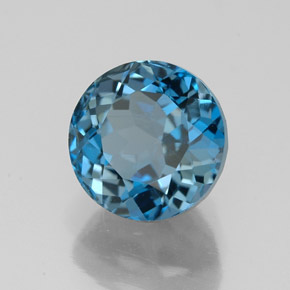 3.19 ct Blue Topaz Stone, Natural Topaz in Round Facet Shape for Sale