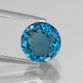2.78 ct Blue Topaz Gemstone, Topaz Gem in Round Facet Shape for Sale.