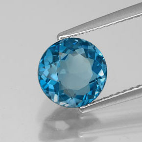 2.78 ct Blue Topaz Stone, Natural Topaz in Round Facet Shape for Sale