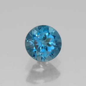 1.76 ct Blue Topaz Stone, Natural Topaz in Round Facet Shape for Sale