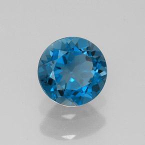 1.57 ct Blue Topaz Stone, Natural Topaz in Round Facet Shape for Sale
