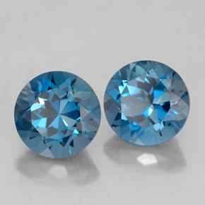 3.55 ct Blue Topaz Stone, Natural Topaz in Round Facet Shape for Sale