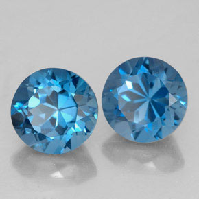 3.91 ct Blue Topaz Stone, Natural Topaz in Round Facet Shape for Sale