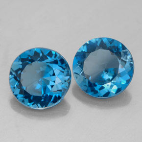 4.38 ct Blue Topaz Stone, Natural Topaz in Round Facet Shape for Sale
