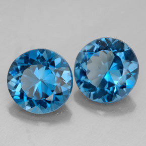 4.67 ct Blue Topaz Stone, Natural Topaz in Round Facet Shape for Sale