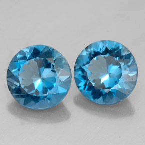 4.40 ct Blue Topaz Stone, Natural Topaz in Round Facet Shape for Sale
