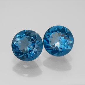 4.40 ct Blue Topaz Stone, Natural Topaz in Round Facet Shape for Sale