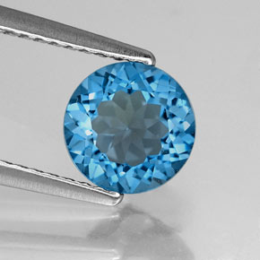 1.64 ct Blue Topaz Gemstone, Topaz Gem in Round Facet Shape for Sale.