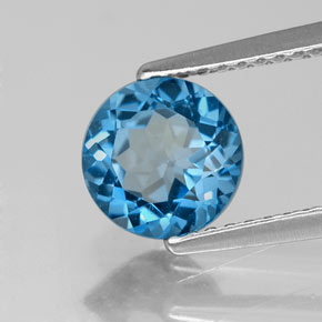 1.64 ct Blue Topaz Stone, Natural Topaz in Round Facet Shape for Sale