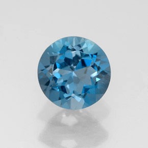 1.75 ct Blue Topaz Gemstone, Topaz Gem in Round Facet Shape for Sale.