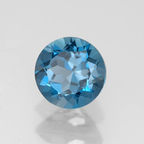 1.75 ct Blue Topaz Stone, Natural Topaz in Round Facet Shape for Sale