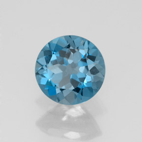 1.52 ct Blue Topaz Gemstone, Topaz Gem in Round Facet Shape for Sale.