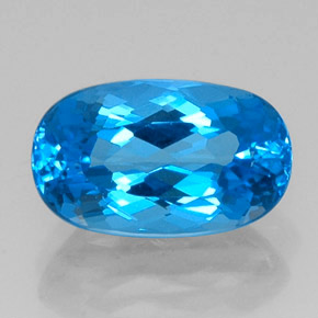 9.66 ct Blue Topaz Gemstone, Topaz Gem in Oval Facet Shape for Sale.
