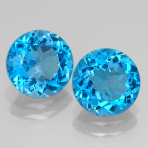 4.21 ct Blue Topaz Stone, Natural Topaz in Round Facet Shape for Sale
