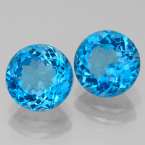 4.74 ct Blue Topaz Stone, Natural Topaz in Round Facet Shape for Sale