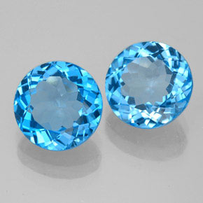 4.70 ct Blue Topaz Stone, Natural Topaz in Round Facet Shape for Sale