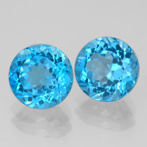 4.68 ct Blue Topaz Stone, Natural Topaz in Round Facet Shape for Sale