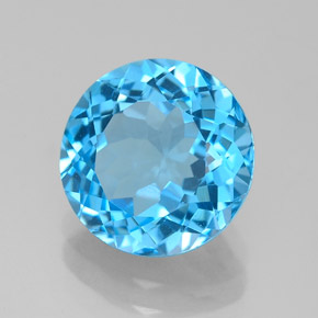 3.28 ct Blue Topaz Stone, Natural Topaz in Round Facet Shape for Sale