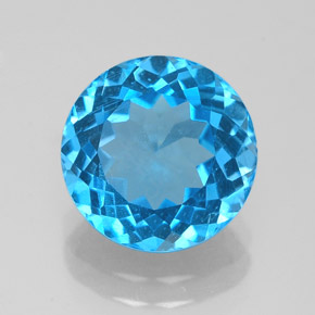 3.34 ct Blue Topaz Gemstone, Topaz Gem in Round Facet Shape for Sale.