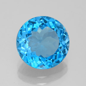 3.34 ct Blue Topaz Stone, Natural Topaz in Round Facet Shape for Sale