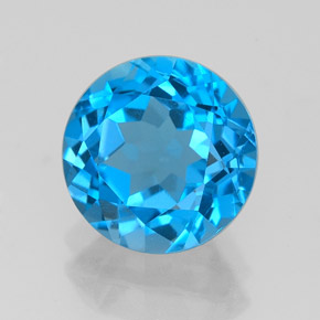 3.23 ct Blue Topaz Stone, Natural Topaz in Round Facet Shape for Sale