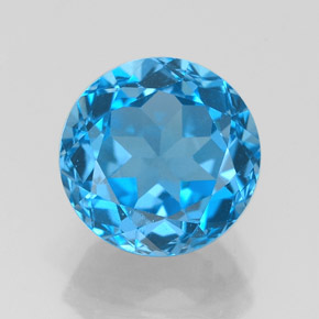 3.75 ct Blue Topaz Gemstone, Topaz Gem in Round Facet Shape for Sale.