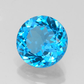 3.31 ct Blue Topaz Stone, Natural Topaz in Round Facet Shape for Sale