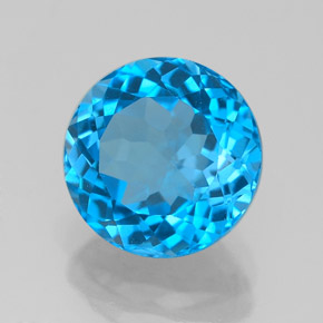 3.57 ct Blue Topaz Stone, Natural Topaz in Round Facet Shape for Sale