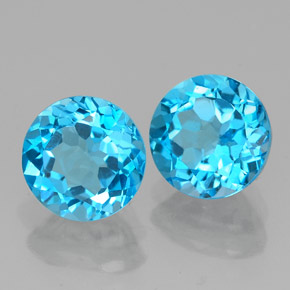 3.31 ct Blue Topaz Stone, Natural Topaz in Round Facet Shape for Sale