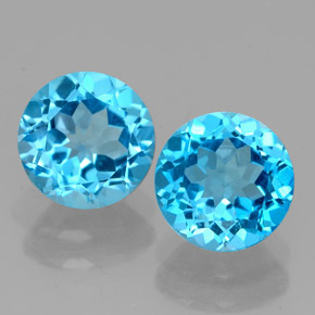 3.37 ct Blue Topaz Gemstone, Topaz Gem in Round Facet Shape for Sale.