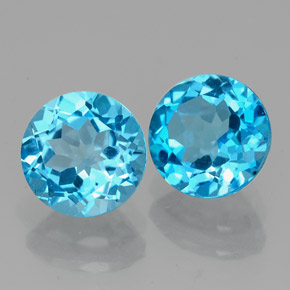 3.37 ct Blue Topaz Stone, Natural Topaz in Round Facet Shape for Sale