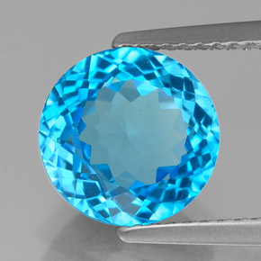 3.45 ct Blue Topaz Gemstone, Topaz Gem in Round Facet Shape for Sale.