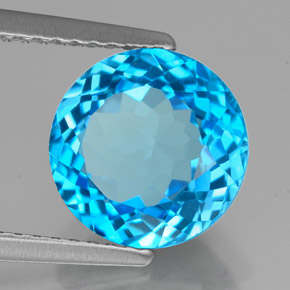 3.45 ct Blue Topaz Stone, Natural Topaz in Round Facet Shape for Sale