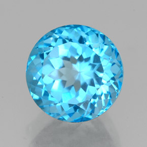 2.94 ct Blue Topaz Stone, Natural Topaz in Round Facet Shape for Sale