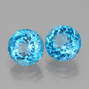 5.16 ct Blue Topaz Stone, Natural Topaz in Round Facet Shape for Sale